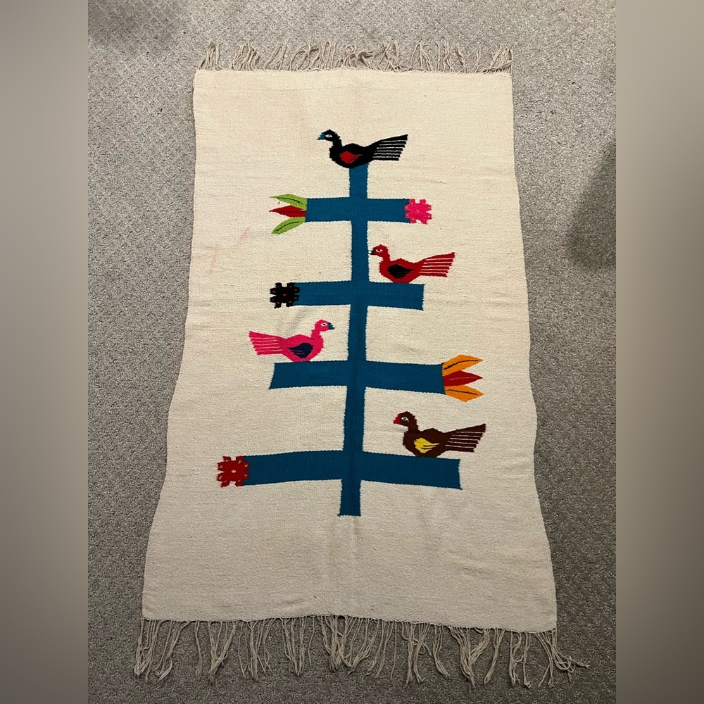 Wool Kilim Rug 50.5x30.5” Bird Motif “Tree Of Life” New